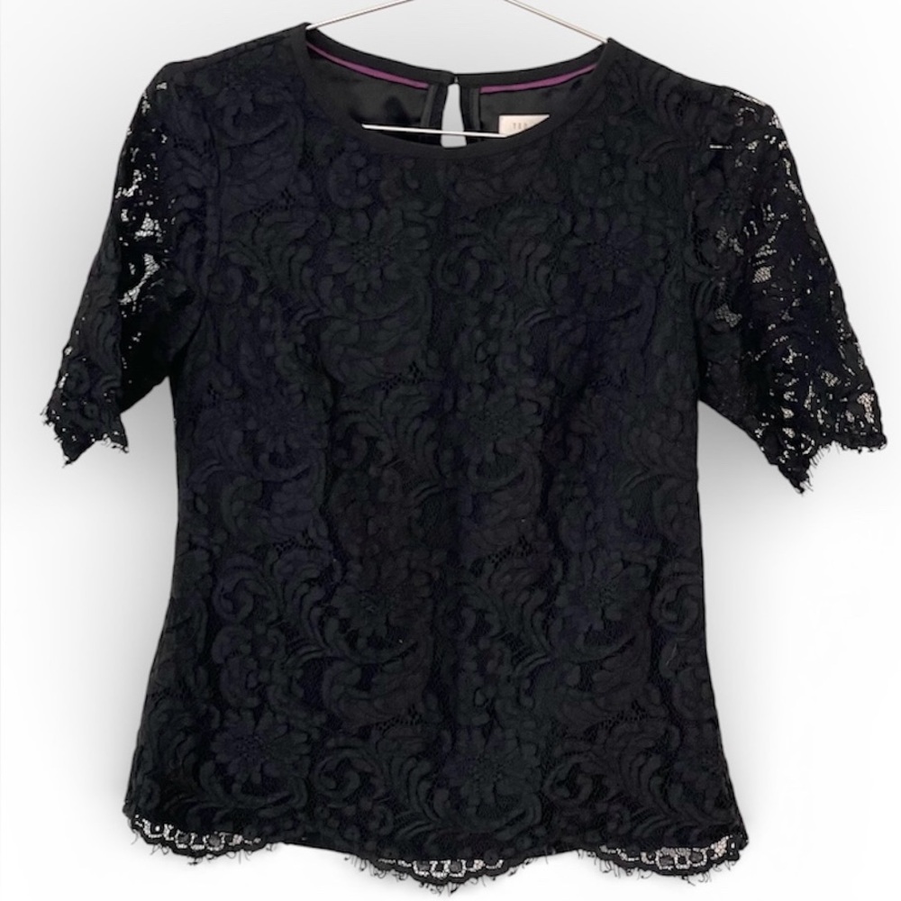 Ted Baker sexy Alencon lace fitted blouse